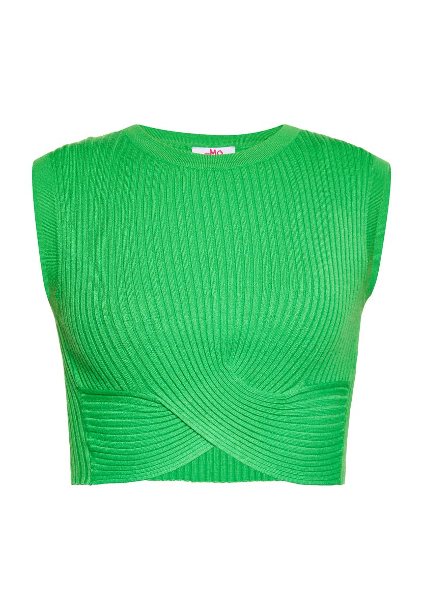 Geripptes Crop-Top mit Kordelzug