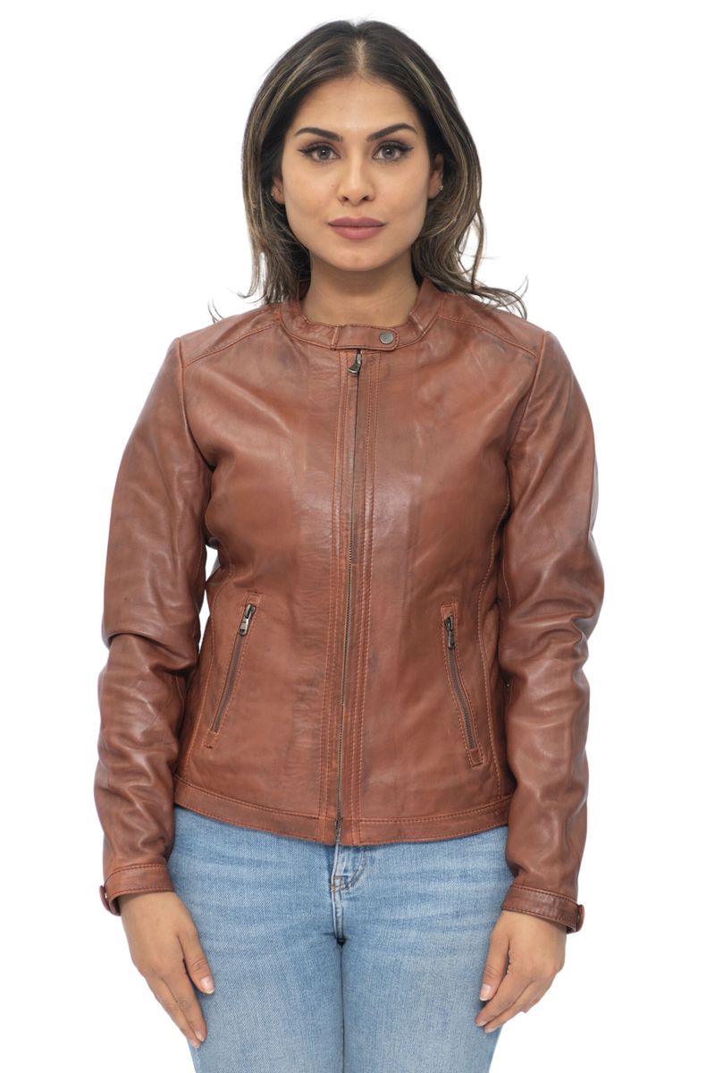 Minimalistische Leder-Bikerjacke