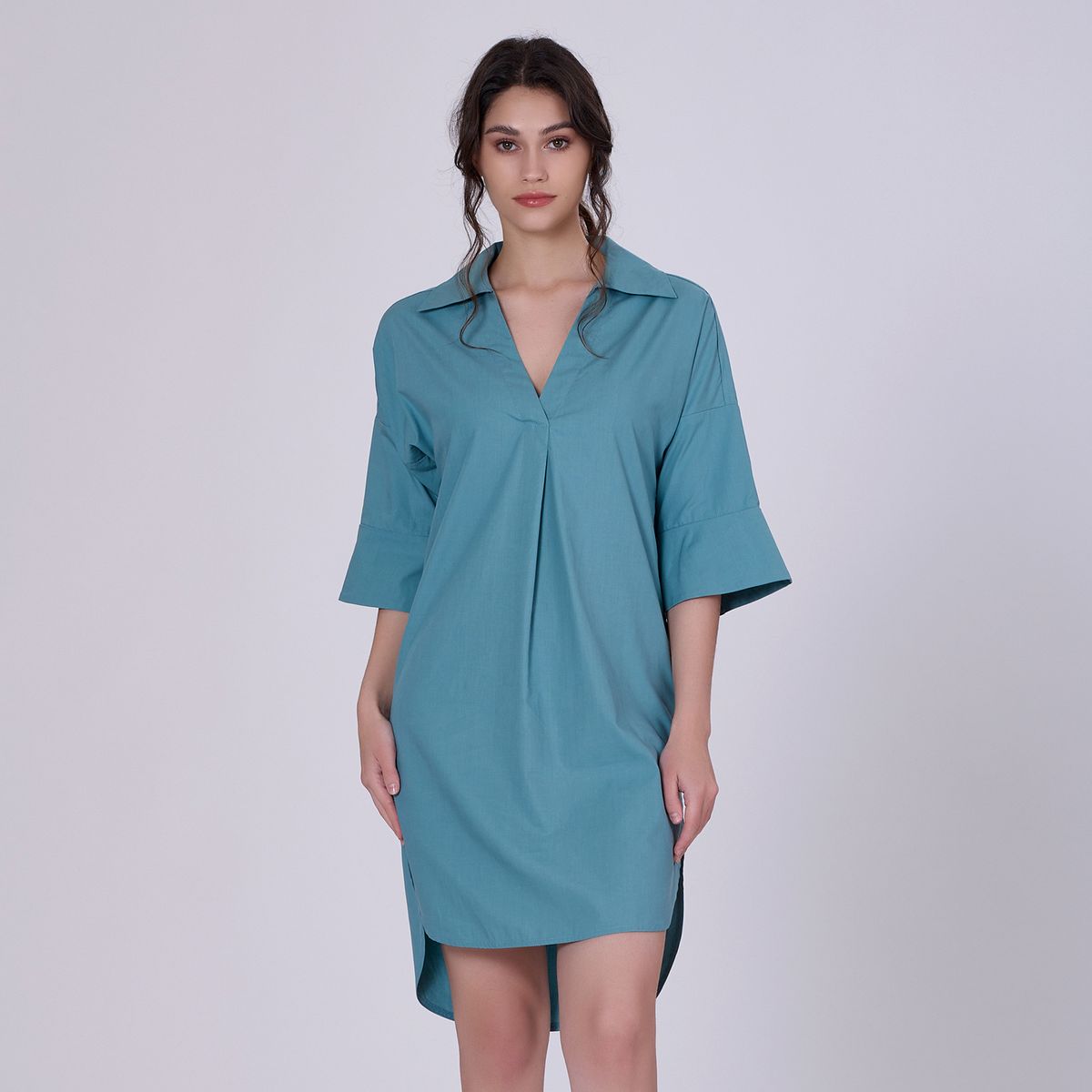 Minimalistisches Polo-Hemdkleid aus Baumwolle