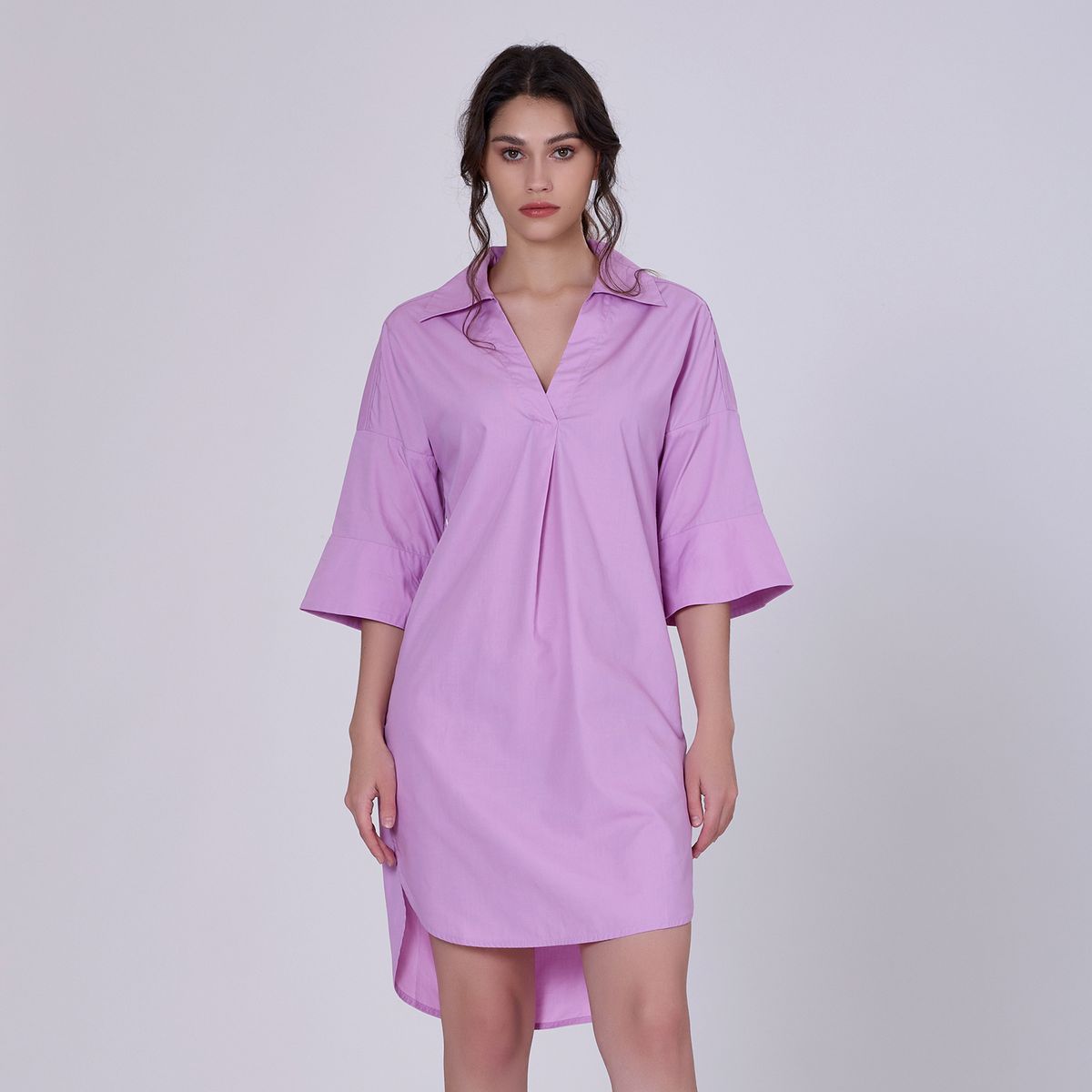 Minimalistisches Polo-Hemdkleid aus Baumwolle