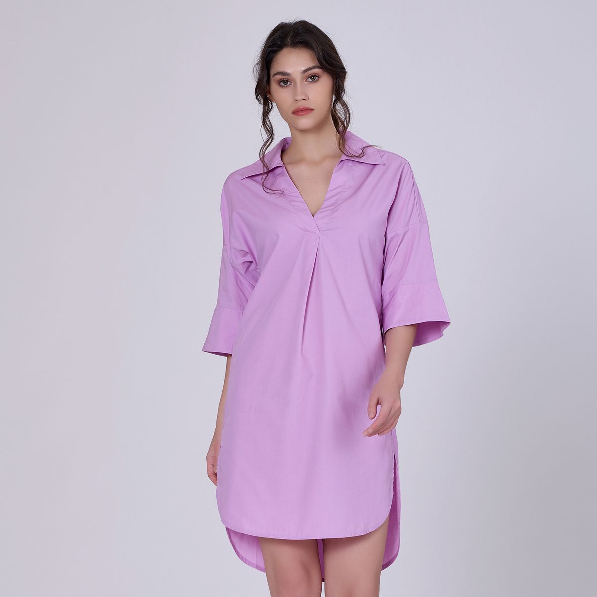 Minimalistisches Polo-Hemdkleid aus Baumwolle