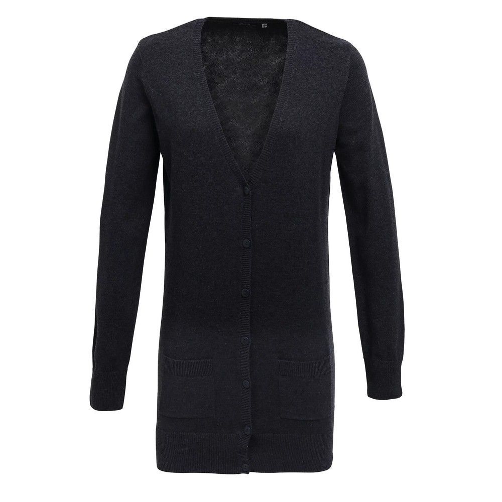 Lange Feinstrick-Strickjacke mit V-Ausschnitt