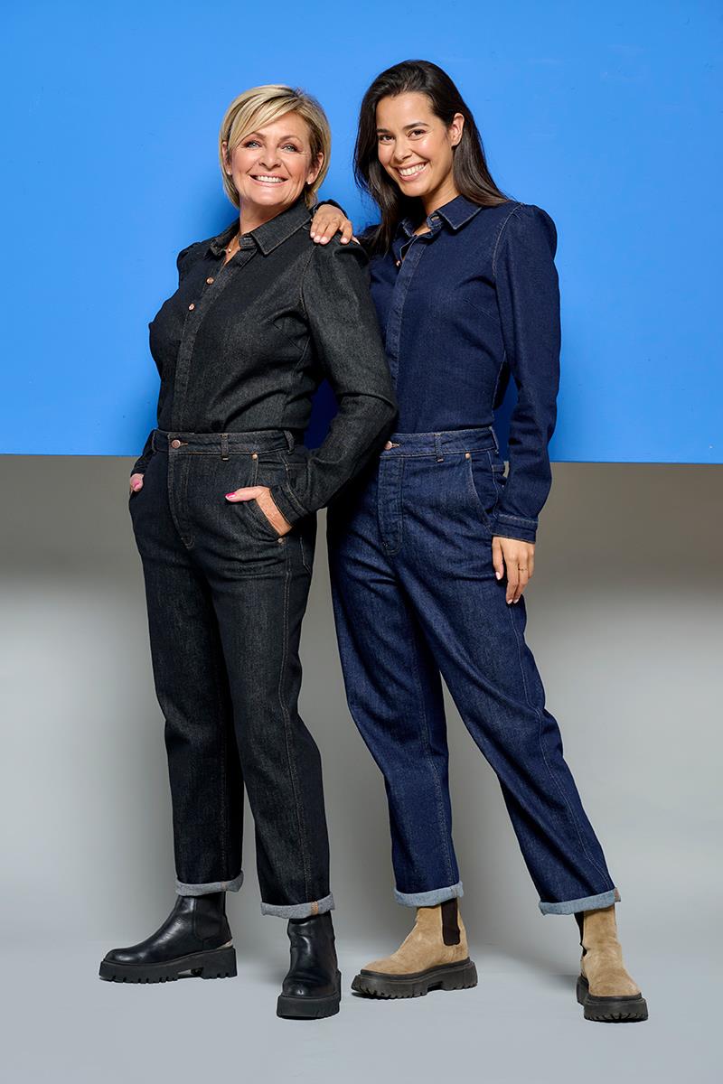 Denimbluse mit Puffärmeln