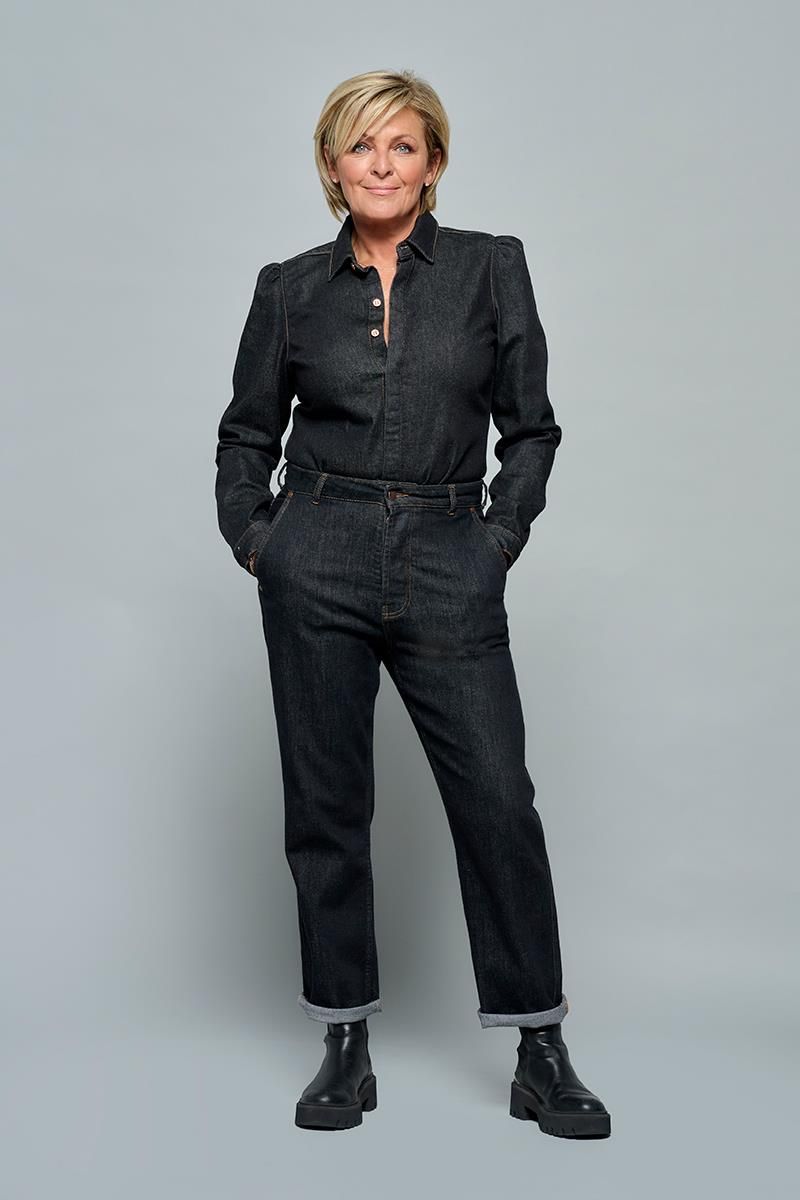 Denimbluse mit Puffärmeln