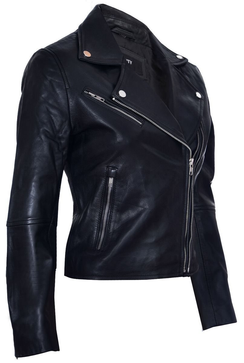 Klassische asymmetrische Leder-Bikerjacke
