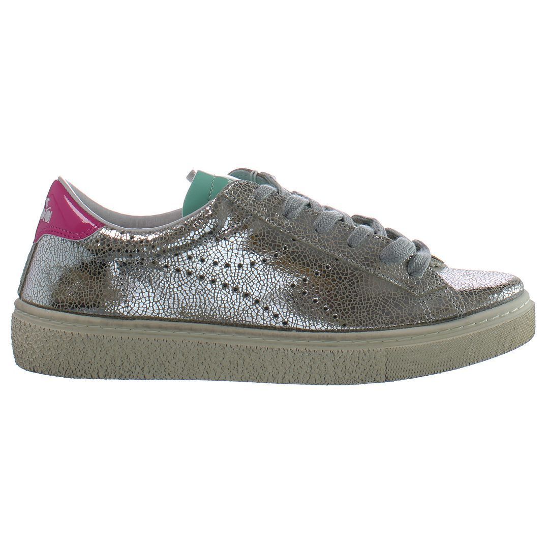 Distressed-Metallic Low-Top-Sneaker