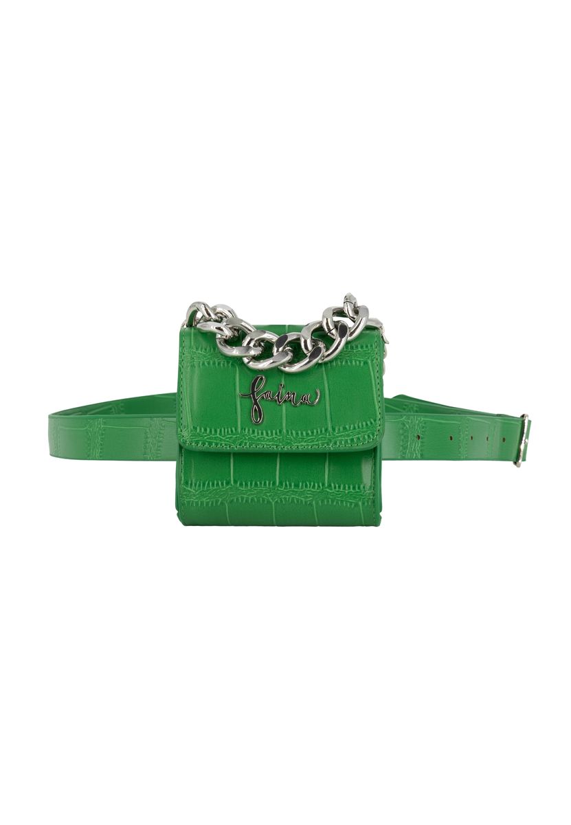 Gürteltasche in Kroko-Optik mit XL-Kette