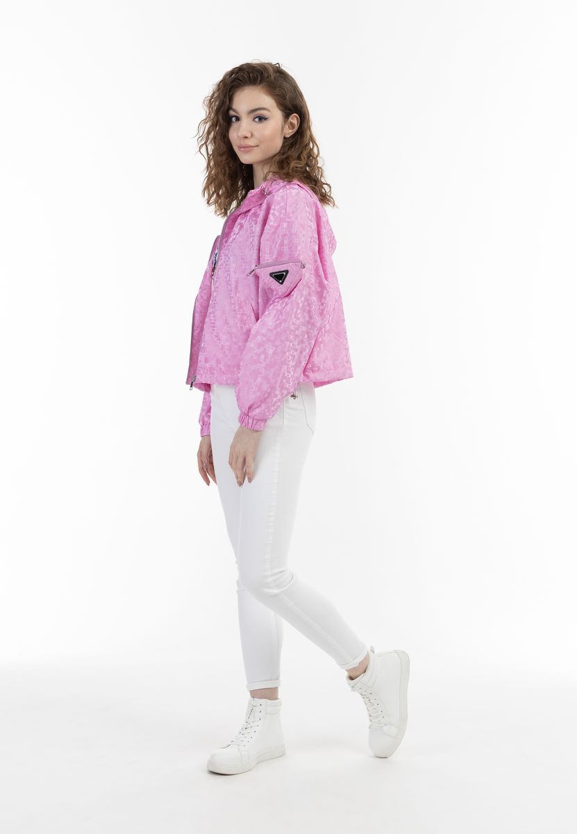 Cropped Windbreaker mit Grafikprint und Kapuze