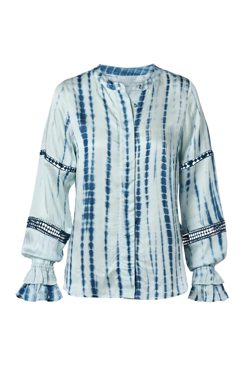 Batik-Bluse mit Rüschenbündchen