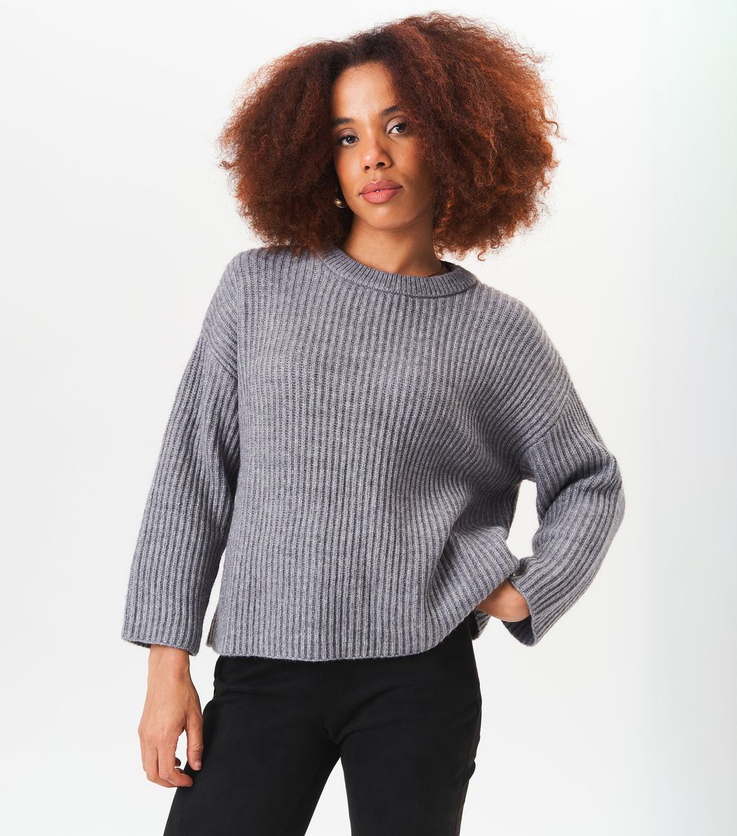 Oversized-Pullover aus Grobstrick mit Rippmuster