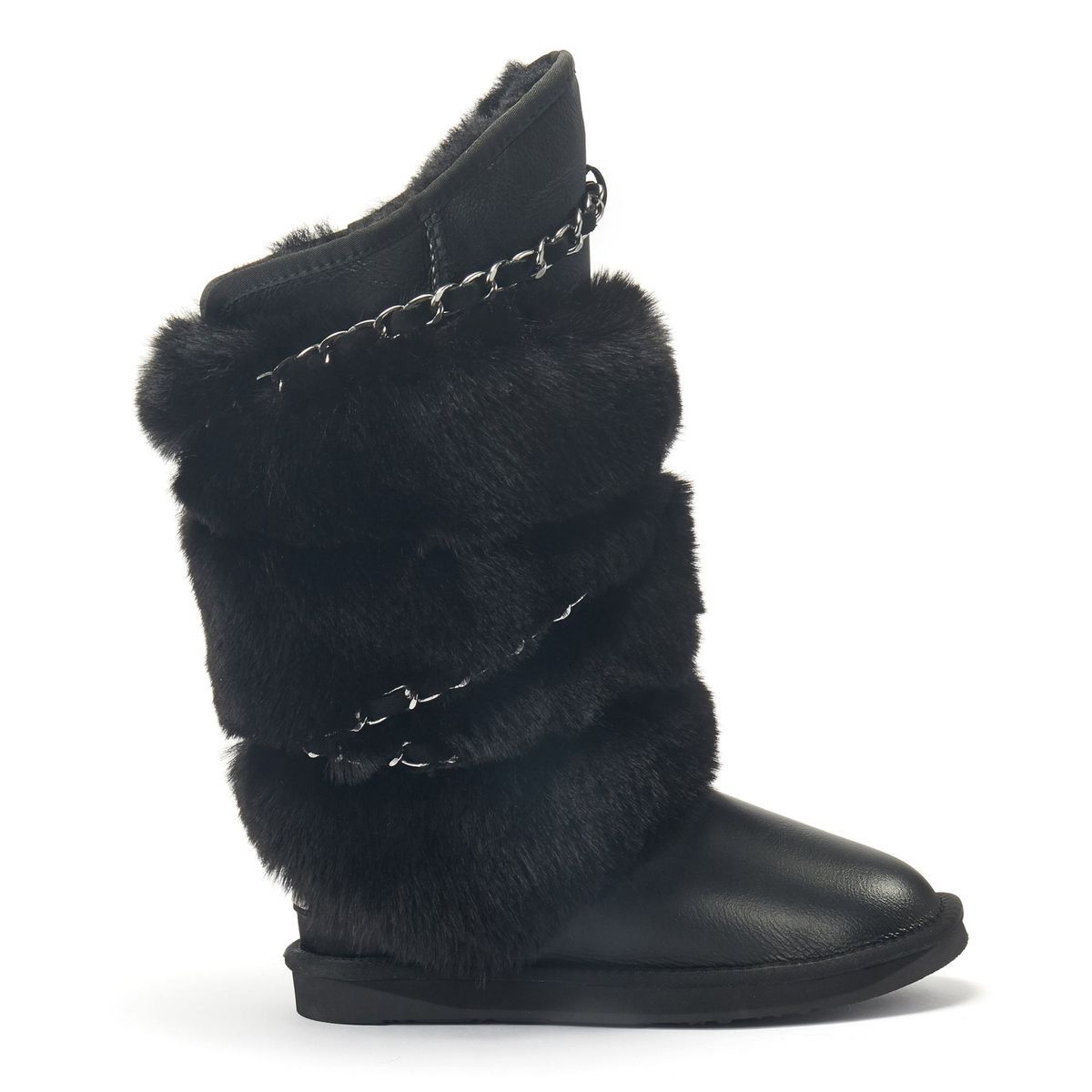 Stiefel mit Kunstpelz und Ketten