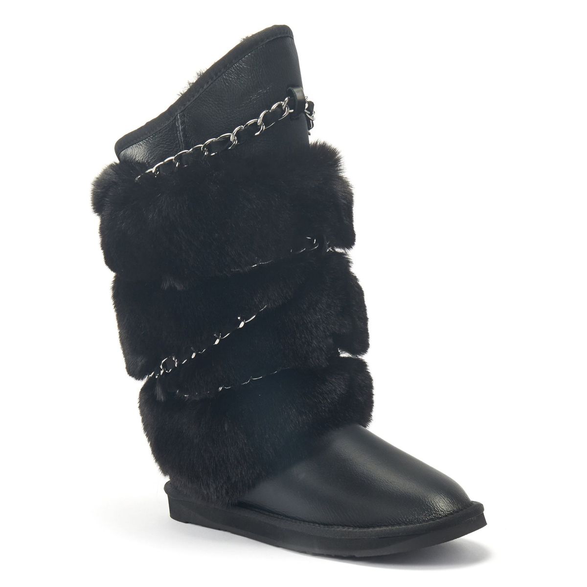 Stiefel mit Kunstpelz und Ketten
