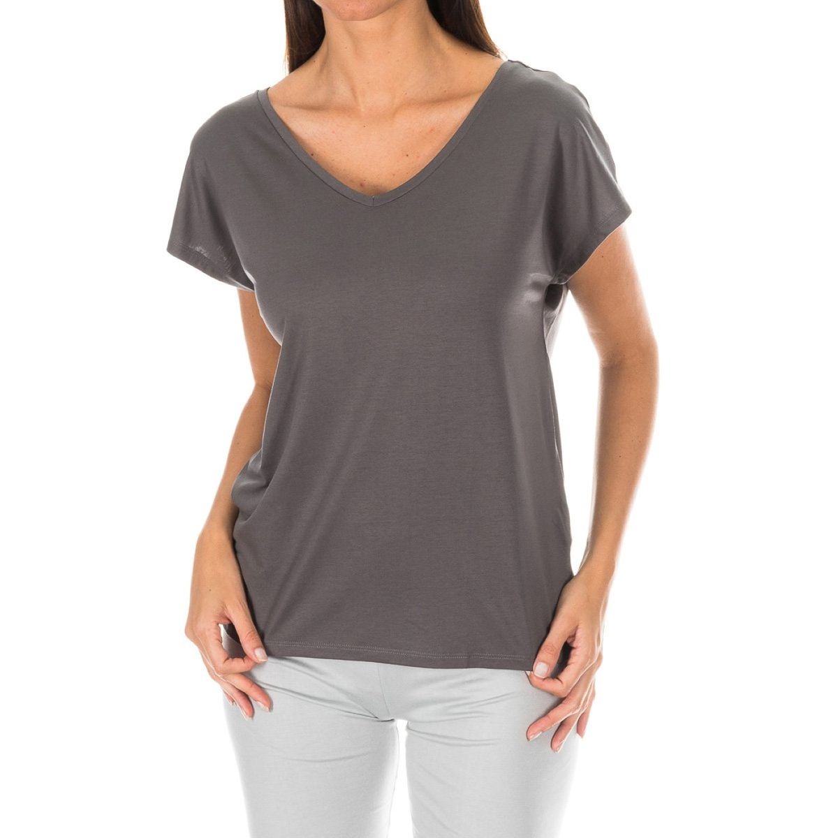 Lockeres V-Neck T-Shirt aus Modal-Mix