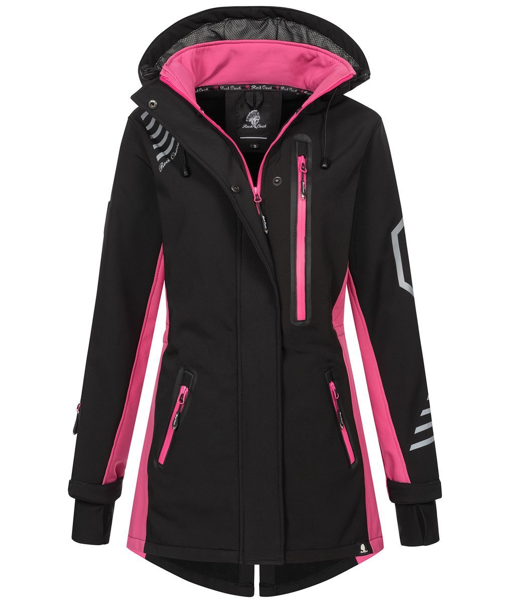 Funktionale lange Softshell-Outdoorjacke