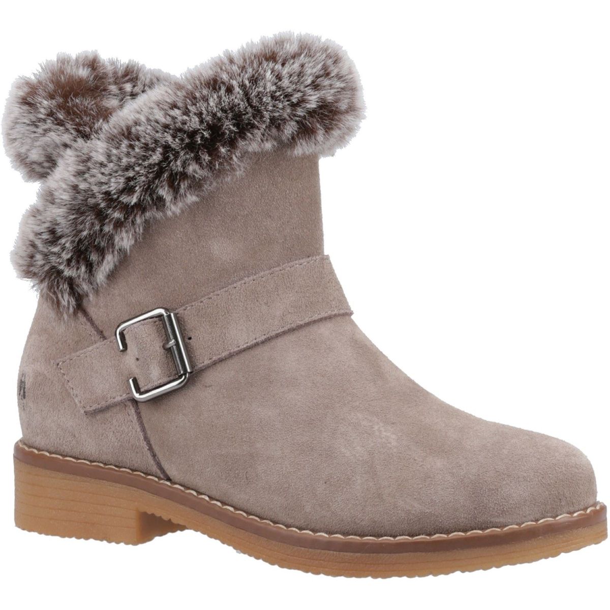 Wildleder-Stiefeletten mit Pelzbesatz