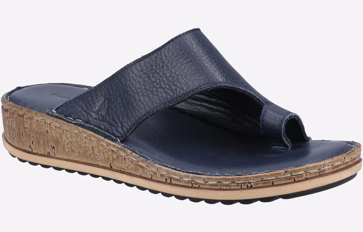 Leder-Keilsandalen mit Zehenschlaufe