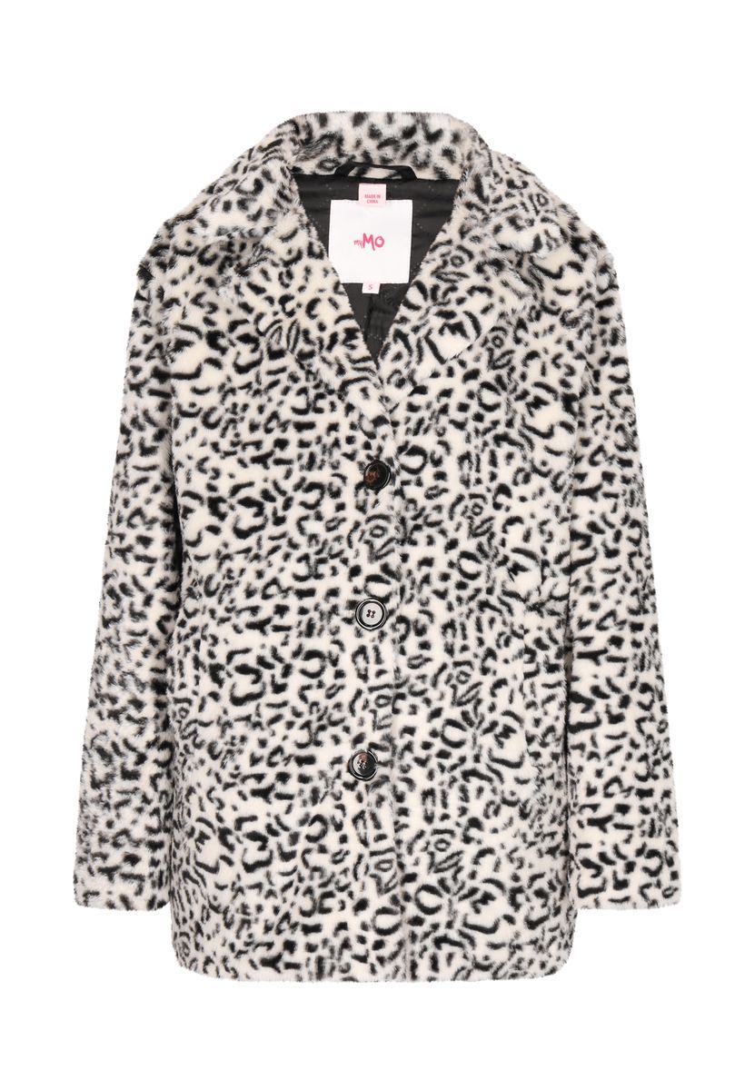 Schicker Kunstpelzmantel mit Leopardenmuster
