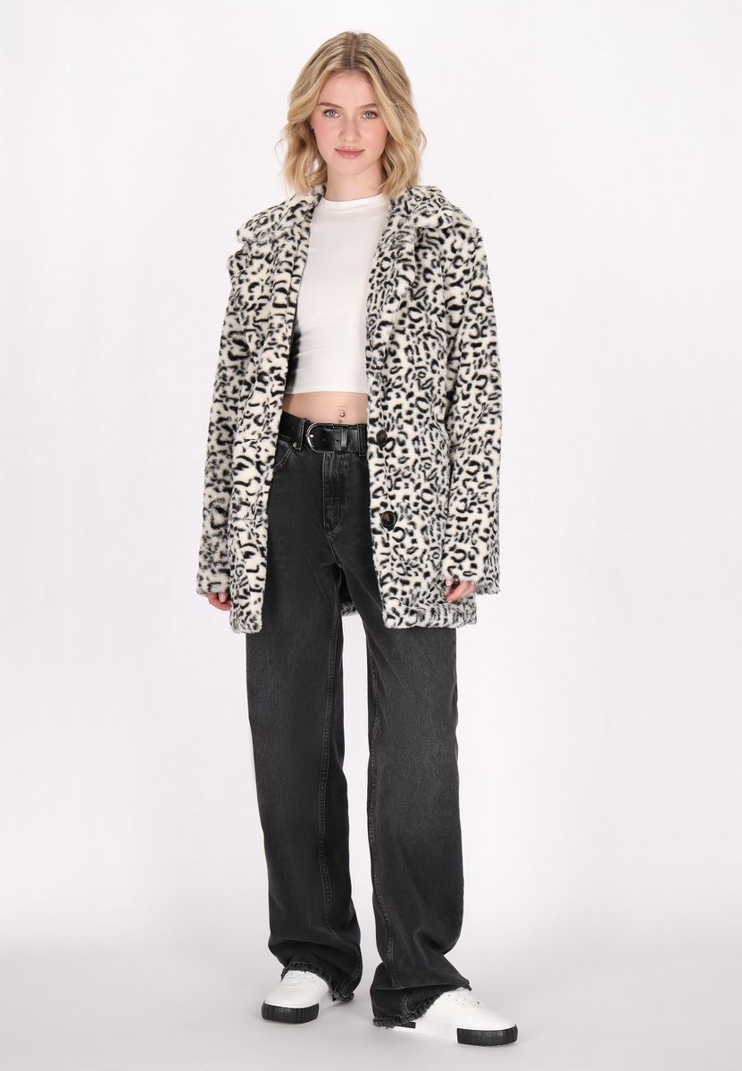 Schicker Kunstpelzmantel mit Leopardenmuster