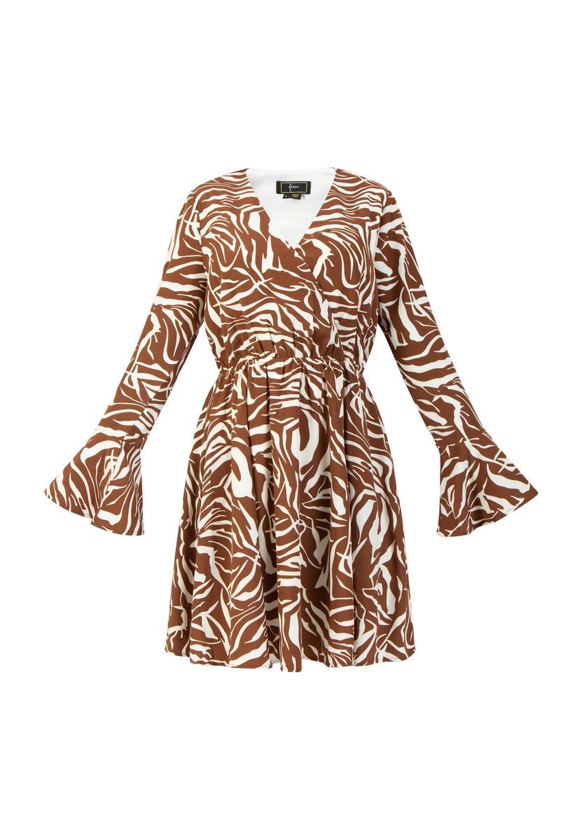 Midi-Kleid mit Zebra-Print in Wickeloptik