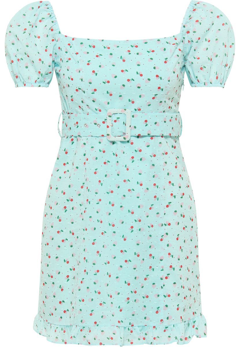 Minikleid mit Puffärmeln und Früchteprint
