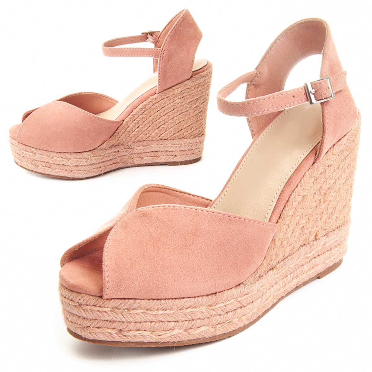 Espadrille-Keilsandaletten aus Wildleder