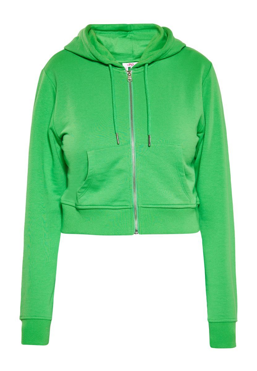Verkürzter Kapuzenpullover mit Reißverschluss