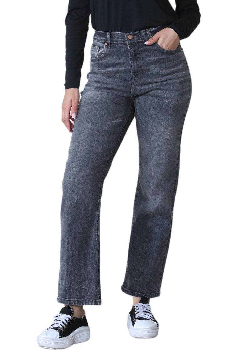 High-Waist-Jeans mit weitem Bein