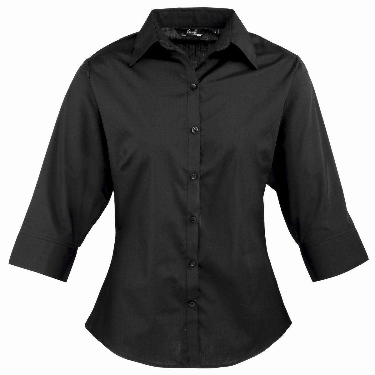 Popeline-Bluse mit 3/4-Ärmeln