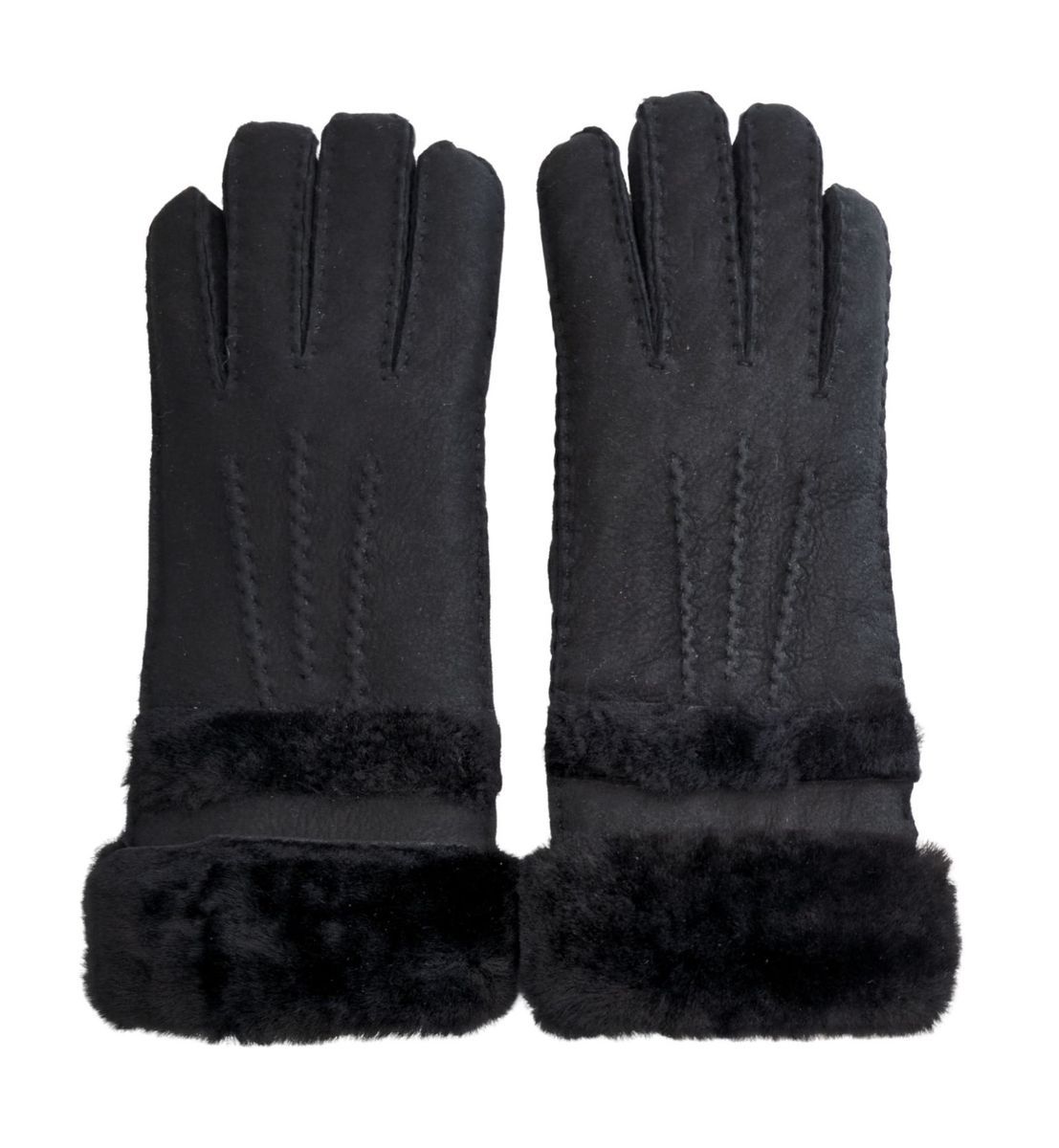 Weiche Wildleder-Schaffell-Handschuhe mit Fell
