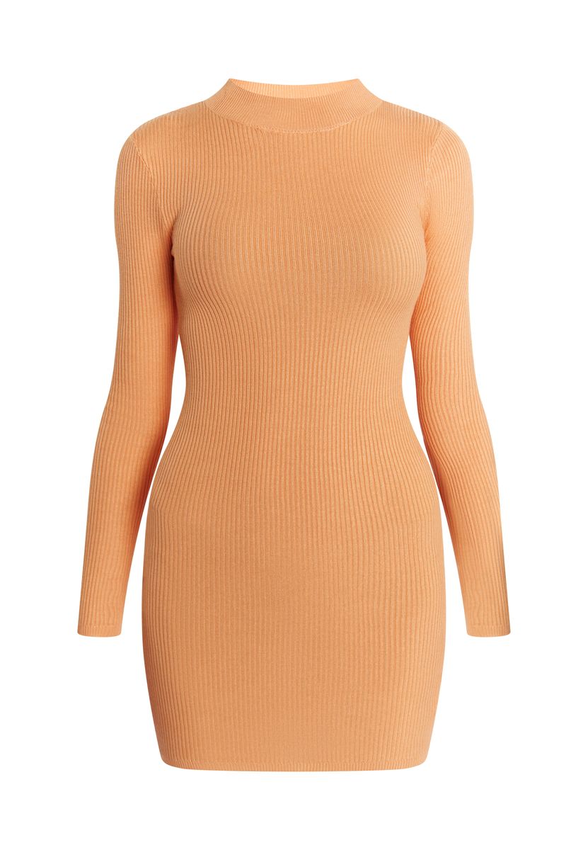 Körpernahes Rippstrick-Minikleid
