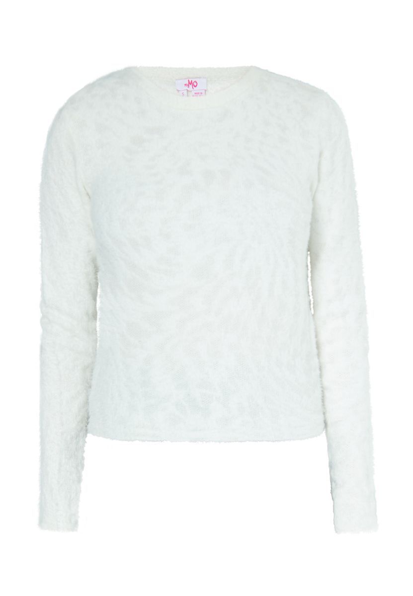 Dezenter Zebra-Motiv Flausch-Strick