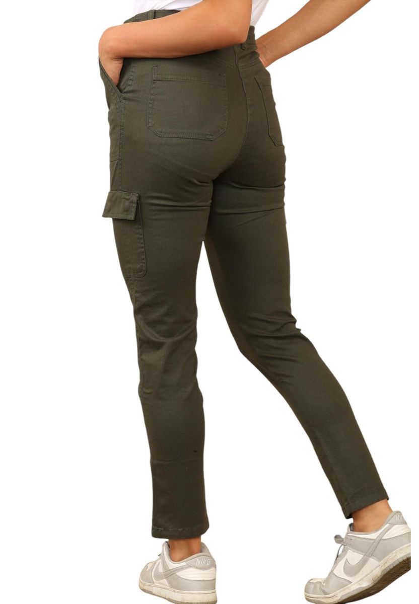 Skinny Cargo-Chinos mit hoher Taille