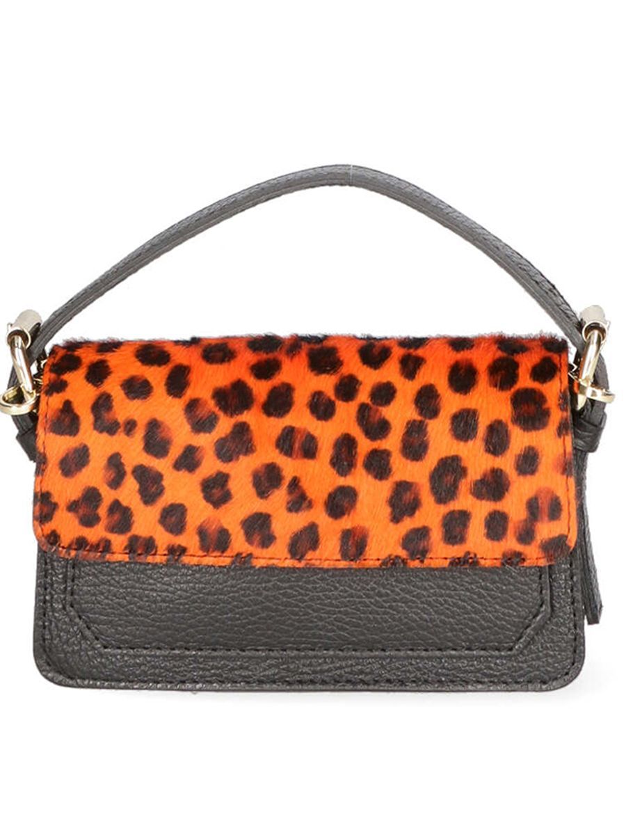 Kleine Lederclutch mit Leopardenmuster