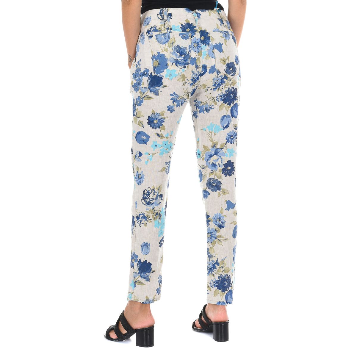 Schmale Baumwollhose mit Blumenmuster