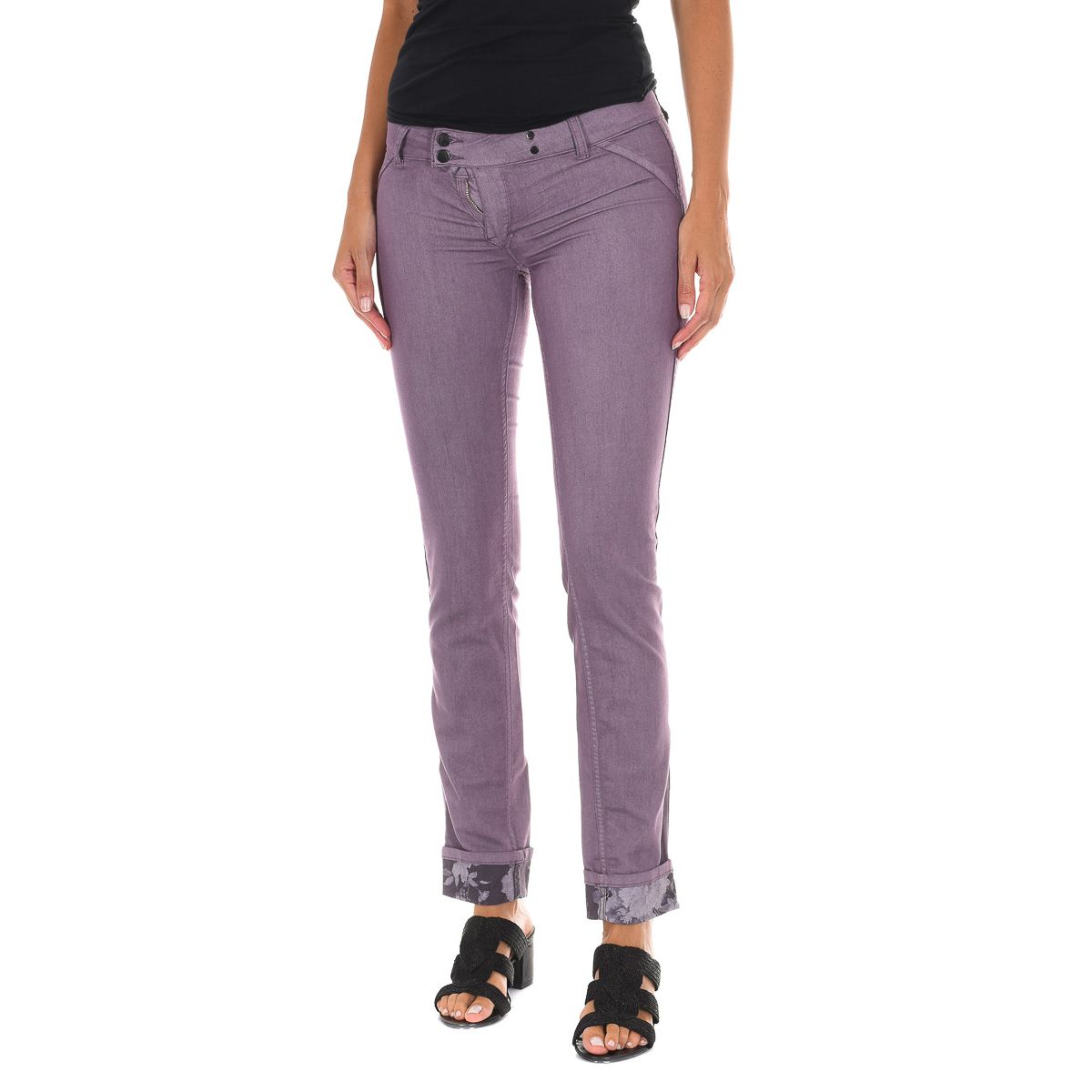 Schmal geschnittene Low-Rise Baumwollhose