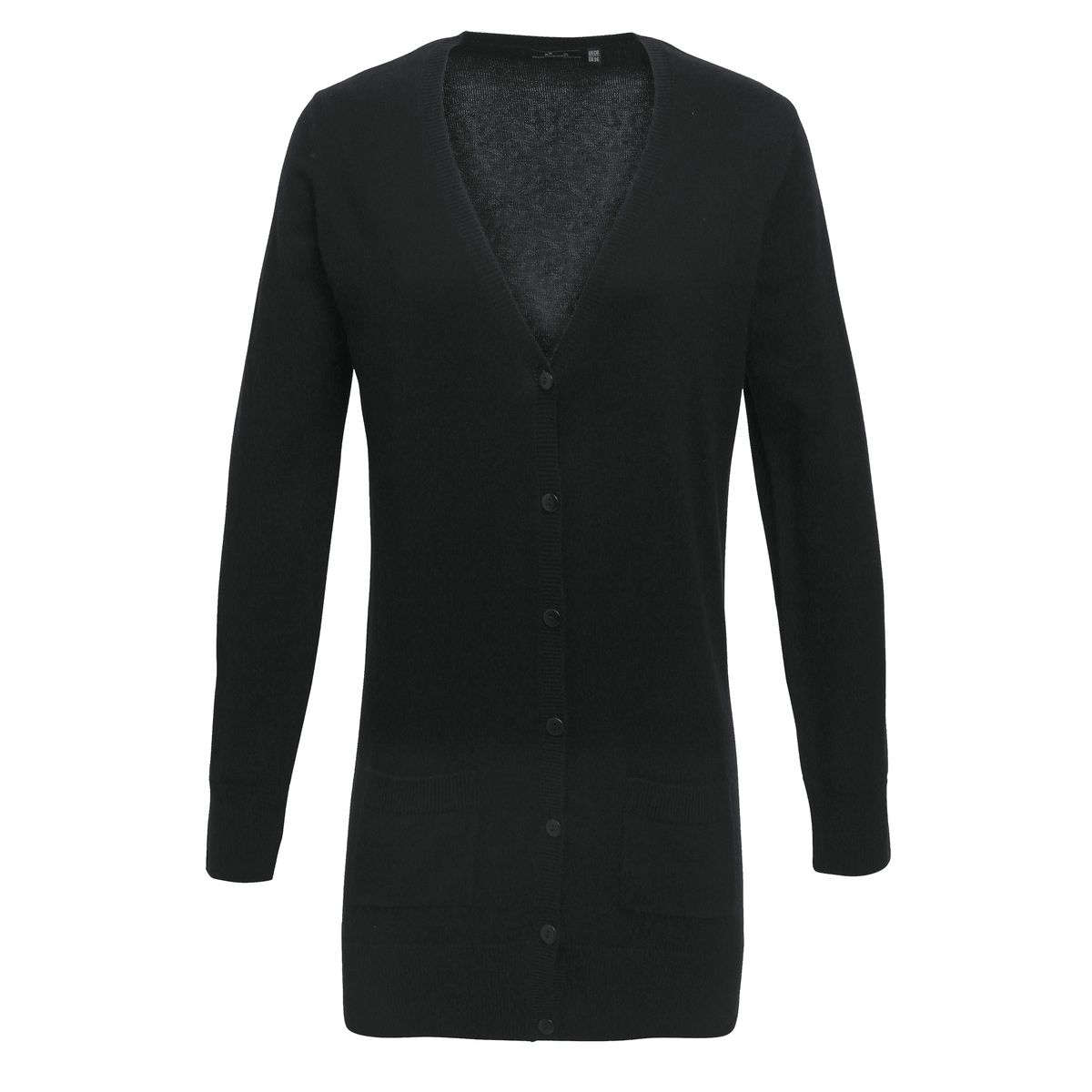 Lange Feinstrickjacke mit V-Ausschnitt