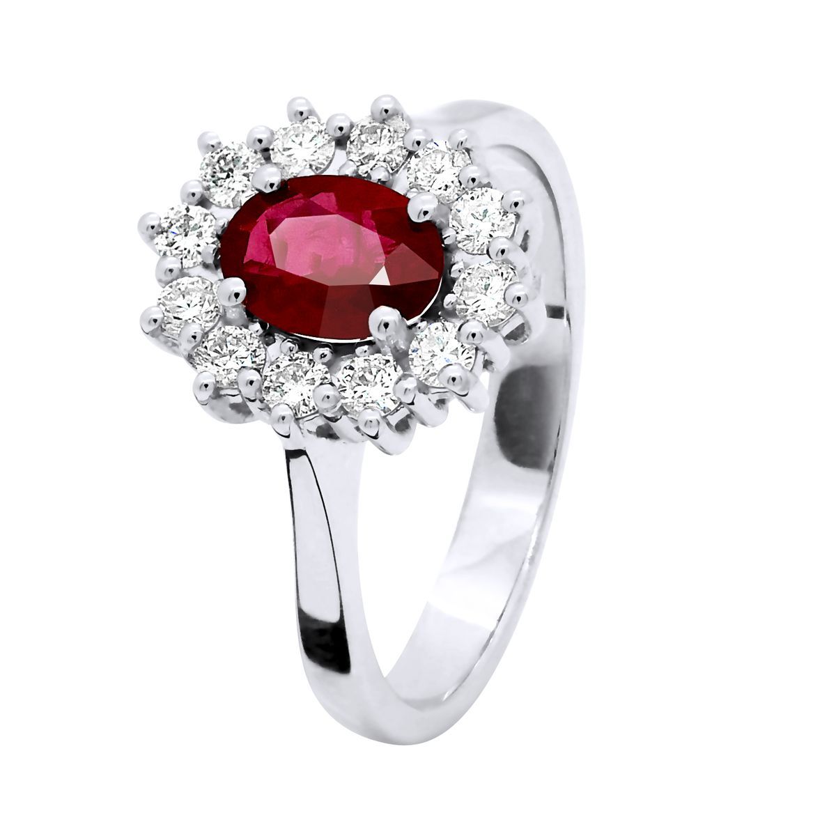 Eleganter Rubin- und Diamant-Halo-Ring