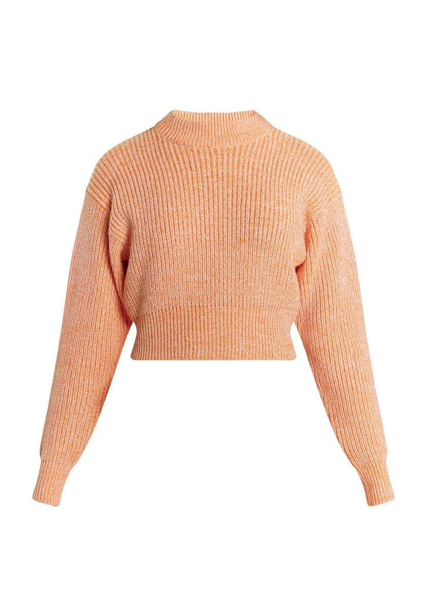 Grob gestrickter Kurzpullover in Rippoptik