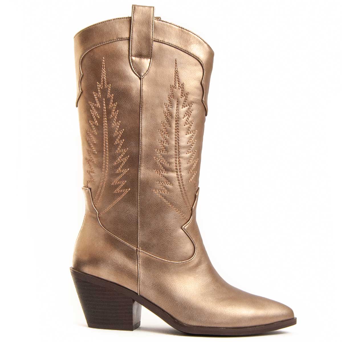 Metallic Western-Stiefel mit Stickerei