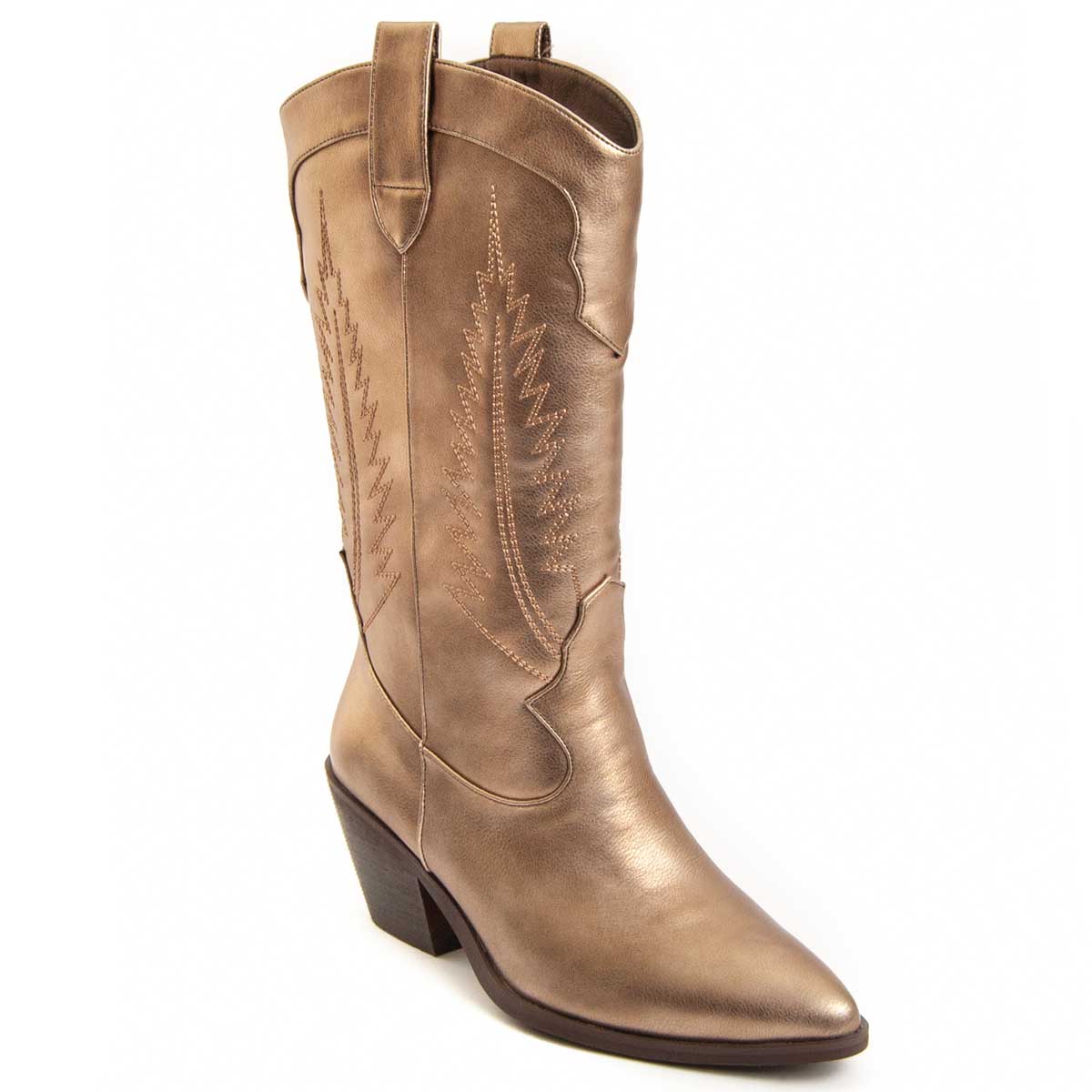 Metallic Western-Stiefel mit Stickerei