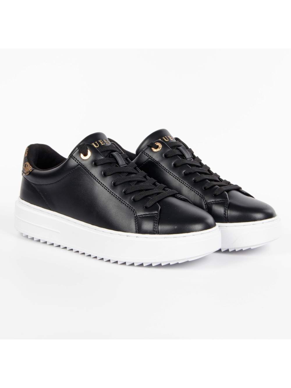 Plateau-Leder-Sneaker mit Metallic-Akzenten