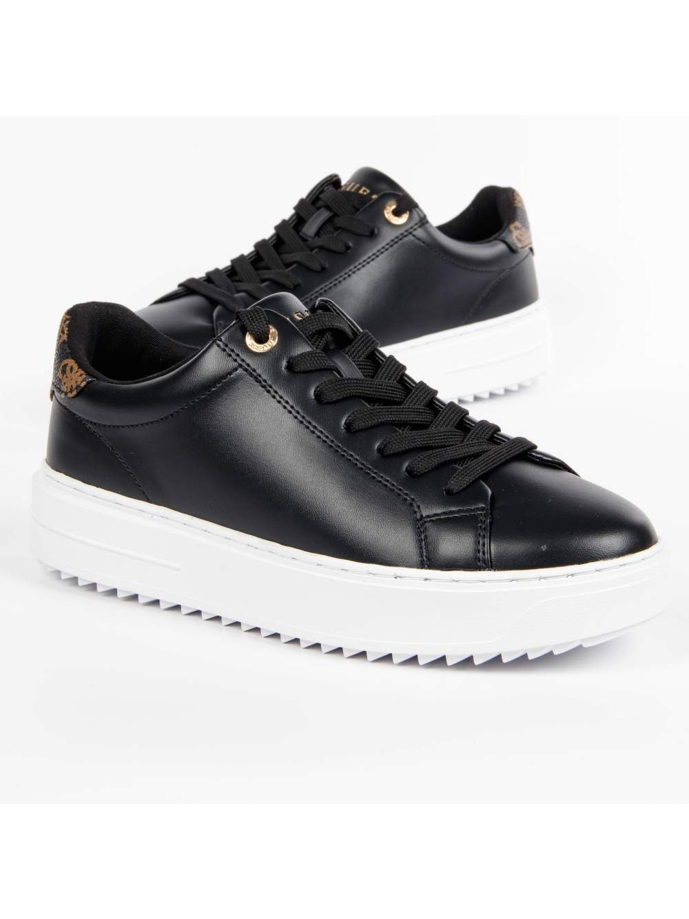Plateau-Leder-Sneaker mit Metallic-Akzenten