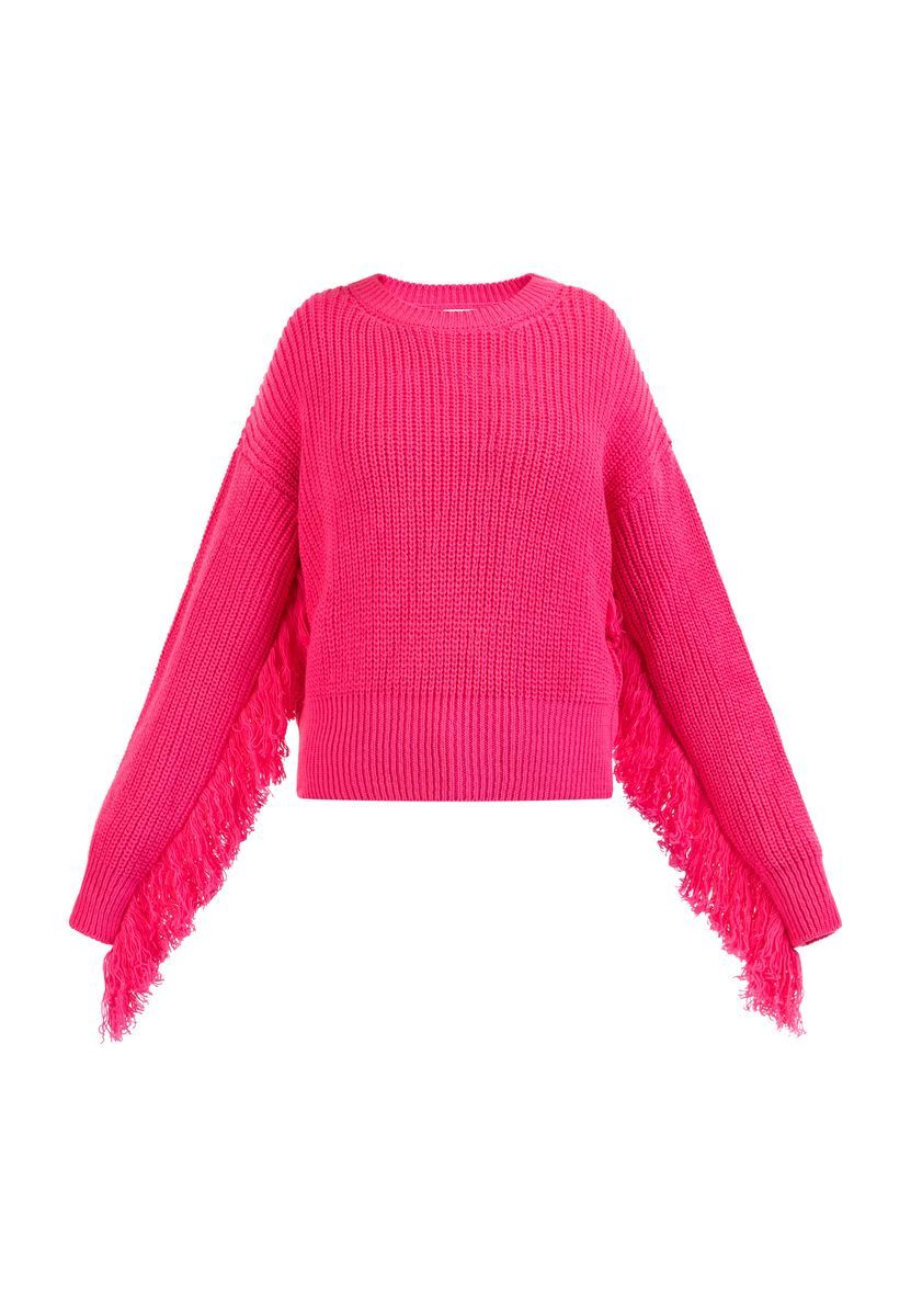 Oversized-Strickpullover mit langen Fransen