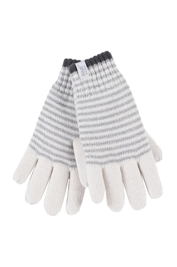 Gestreifte Thermostrickhandschuhe mit Fleece