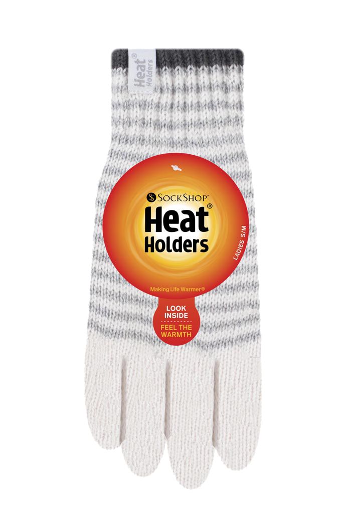 Gestreifte Thermostrickhandschuhe mit Fleece