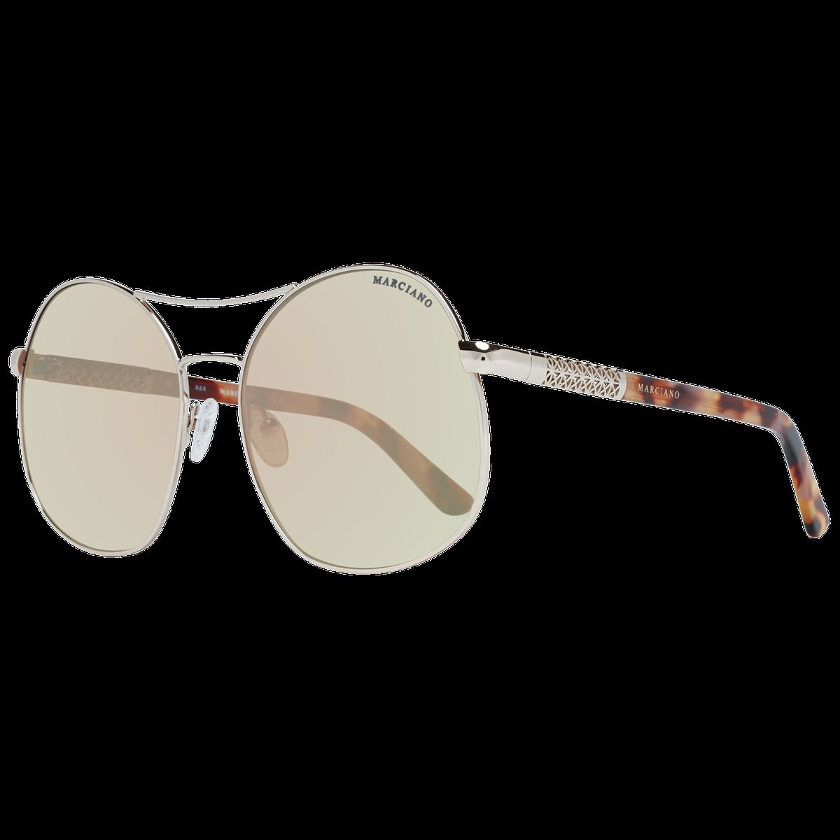 Übergroße ovale Sonnenbrille mit Gitterdetail