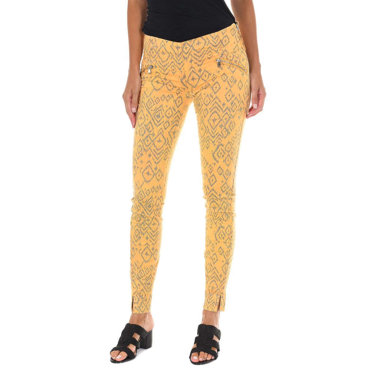 Gemusterte Slim-Fit Baumwollhose