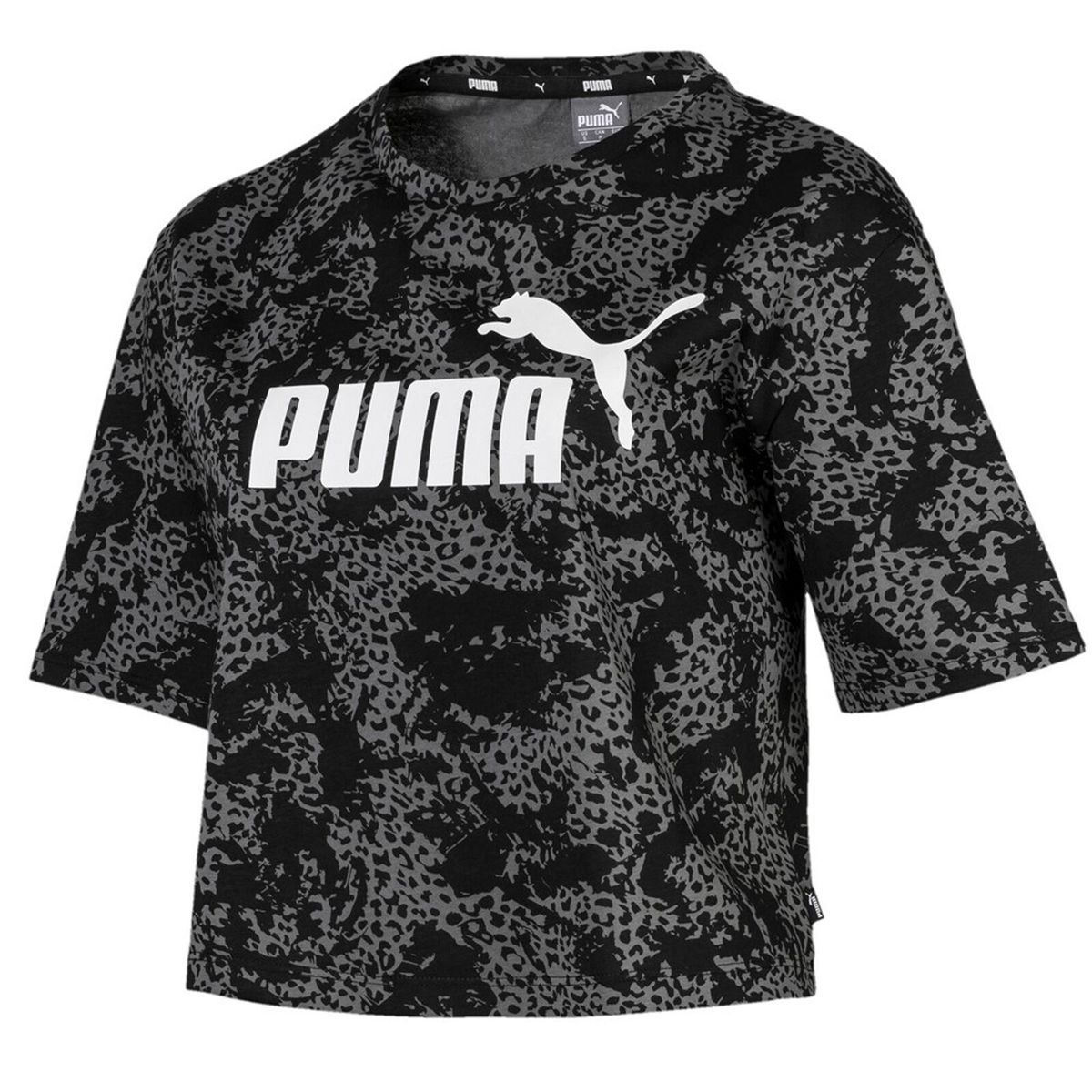 Cropped Logo-T-Shirt mit Leopardenmuster