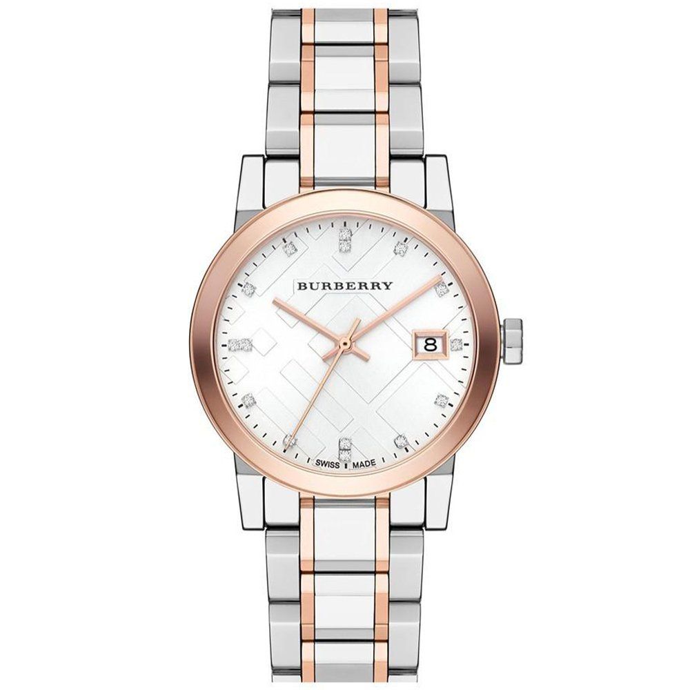 Elegante zweifarbige Uhr mit Diamantindizes