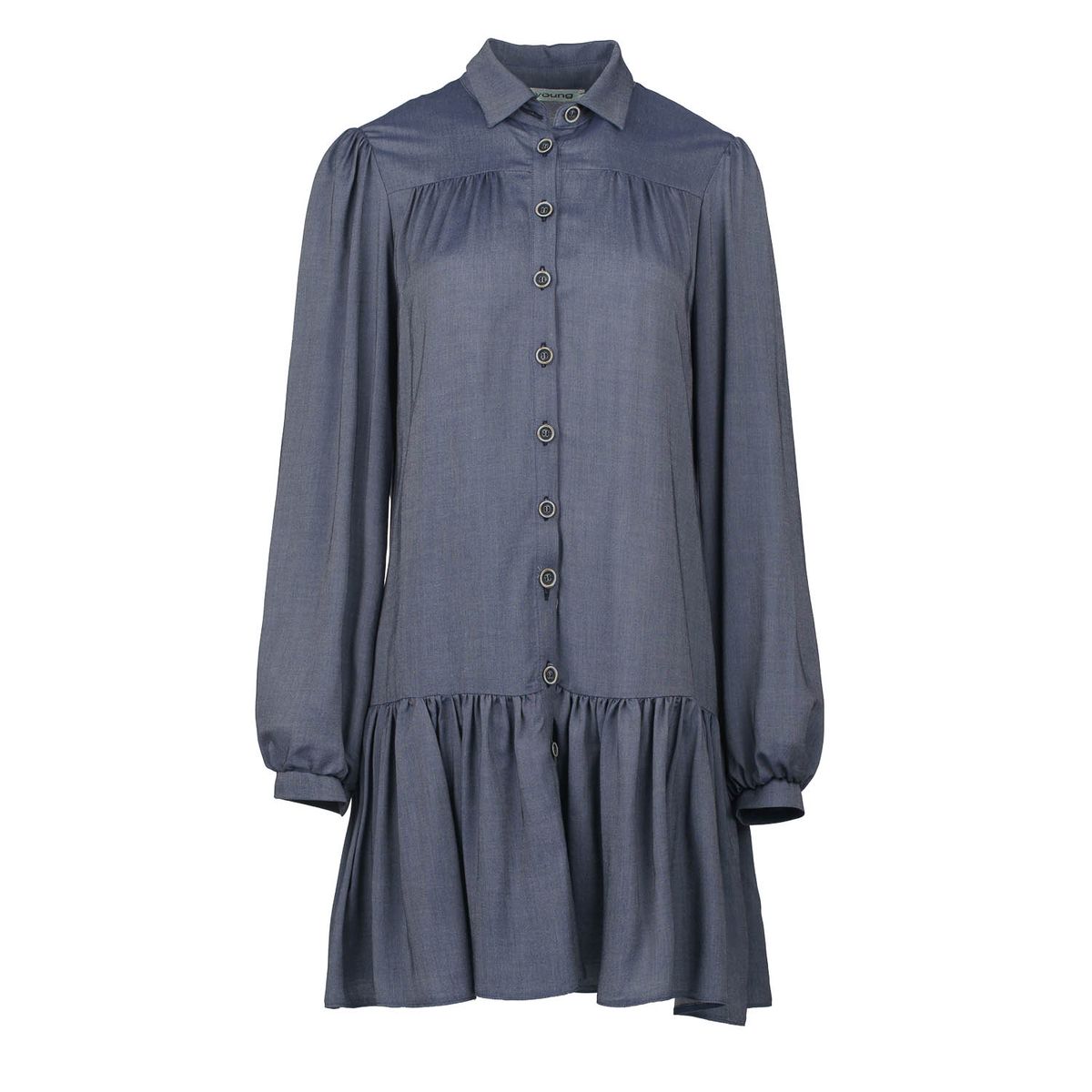 Gestuftes Hemdblusenkleid mit Knopfleiste